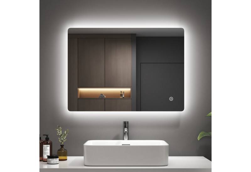 EMKE Badspiegel LED Badezimmerspiegel mit Beleuchtung, mit Touch-schalter Helligkeit Einstellbar und Beschlagfrei von EMKE