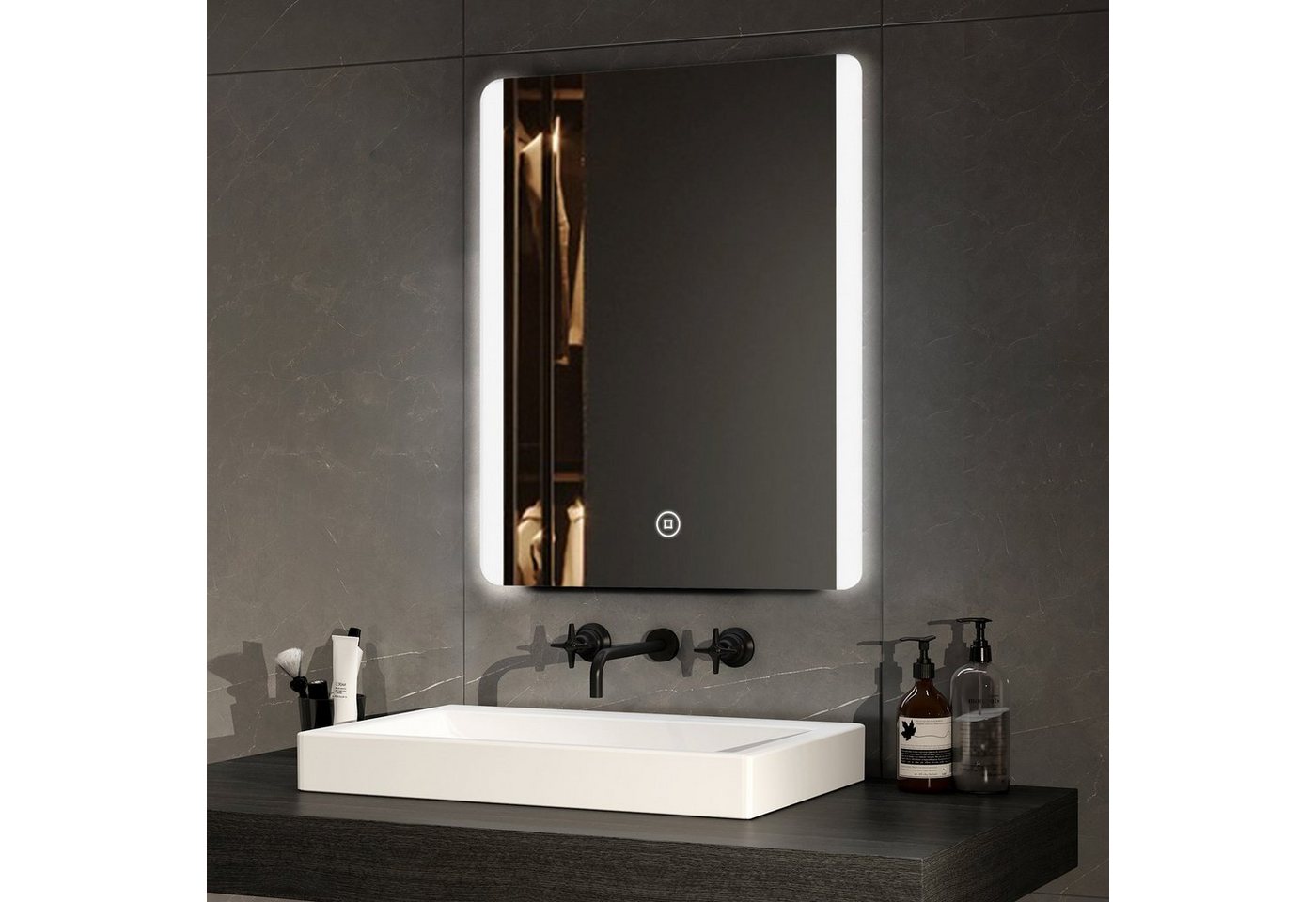 EMKE Badspiegel EMKE LED Badspiegel Badezimmerspiegel, mit Warmweißer oder kaltweiß Beleuchtung Modell 2 von EMKE