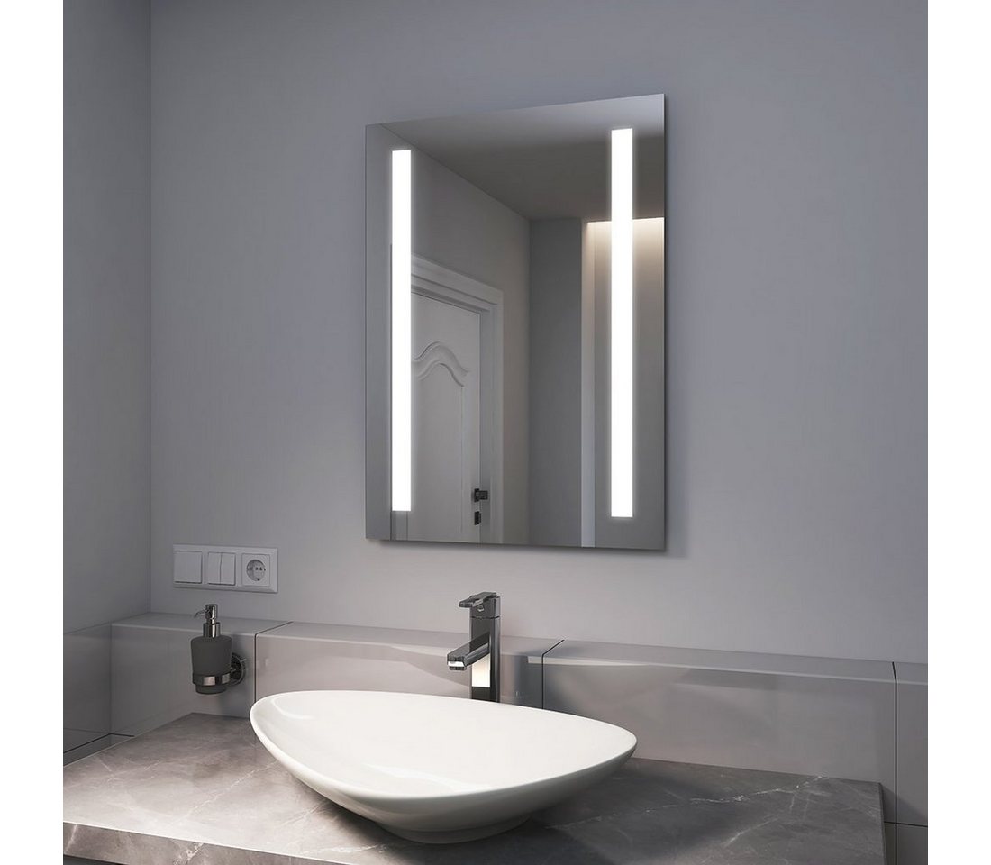 EMKE Badspiegel LED Badspiegel mit Beleuchtung Badezimmerspiegel Wandspiegel, Modell A, 50x70cm, Kaltweißes Licht von EMKE