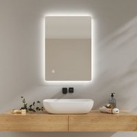Badspiegel led Wandspiegel mit Beleuchtung 70x50cm (Kaltweißes Licht, Touch-Schalter, Beschlagfrei) - Emke von EMKE