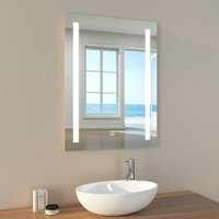 Badspiegel Vertikal led Badezimmerspiegel mit Beleuchtung, 60x80cm, Kaltweißes Licht Touch-schalter und Beschlagfrei (Modell a) - Emke von EMKE