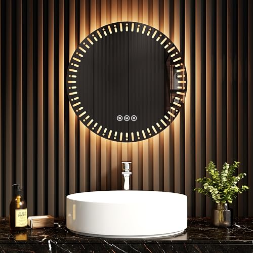 EMKE Badspiegel mit Beleuchtung Rund LED Spiegel 50 cm Runder Badspiegel mit Touchschalter, Dimmbar, 3 Lichtfarben, Beschlagfrei Badezimmerspiegel mit Beleuchtung IP44 Energiesparend EMKE Badspiegel mit Beleuchtung Rund LED Spiegel 50 cm Runder Badspiegel mit Touchschalter, Dimmbar, 3 Lichtfarben, Beschlagfrei Badezimmerspiegel mit Beleuchtung IP44 Energiesparend von EMKE