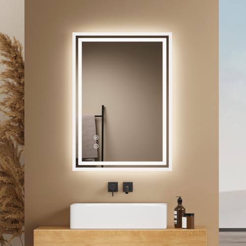 EMKE Badspiegel mit Beleuchtung 70x50cm, Badezimmerspiegel mit Touch, Antibeschlag, Kaltweiß Licht dimmbar, Speicherfunktion und automatischer Abschaltung nach 3 Stunden, ideal für Badezimmer EMKE Badspiegel mit Beleuchtung 70x50cm, Badezimmerspiegel mit Touch, Antibeschlag, Kaltweiß Licht dimmbar, Speicherfunktion und automatischer Abschaltung nach 3 Stunden, ideal für Badezimmer von EMKE