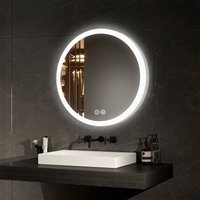 EMKE Badspiegel mit Beleuchtung Badezimmerspiegel Wandspiegel, Stil 1, ф60cm, Runder Spiegel mit Touch, 3 Lichtfarben Dimmbar, Beschlagfrei von EMKE
