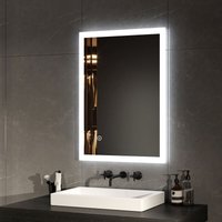 Badspiegel mit Beleuchtung led Badezimmerspiegel 70x50cm (Kaltweißes Licht, Touch-Schalter, Beschlagfrei) - Emke von EMKE