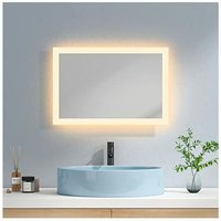 EMKE Badspiegel mit Beleuchtung LED Wandspiegel (60x40cm, Warmweißes Licht) von EMKE
