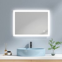 Badspiegel mit Beleuchtung led Wandspiegel (70x50cm, Kaltweißes Licht, Touch-Schalter) - Emke von EMKE