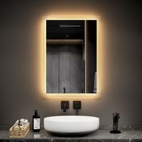 EMKE Badspiegel mit Beleuchtung LED Wandspiegel Badezimmerspiegel, 70x50cm, Kaltweißes Licht von EMKE