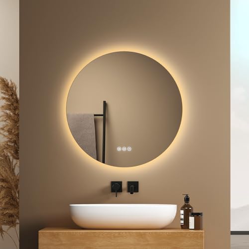 EMKE Badspiegel mit Beleuchtung Rund 50cm, Badezimmerspiegel mit 3 dimmbaren Lichtfarben, Antibeschlag, Touch-Schalter und Speicherfunktion – der perfekte runder Spiegel für das Badezimmer EMKE Badspiegel mit Beleuchtung Rund 50cm, Badezimmerspiegel mit 3 dimmbaren Lichtfarben, Antibeschlag, Touch-Schalter und Speicherfunktion – der perfekte runder Spiegel für das Badezimmer von EMKE