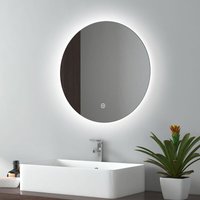 Badspiegel mit Beleuchtung Rund Rahmenloser led Badezimmerspiegel ф50cm (Kaltweißes Licht, Touch-Schalter) - Emke von EMKE