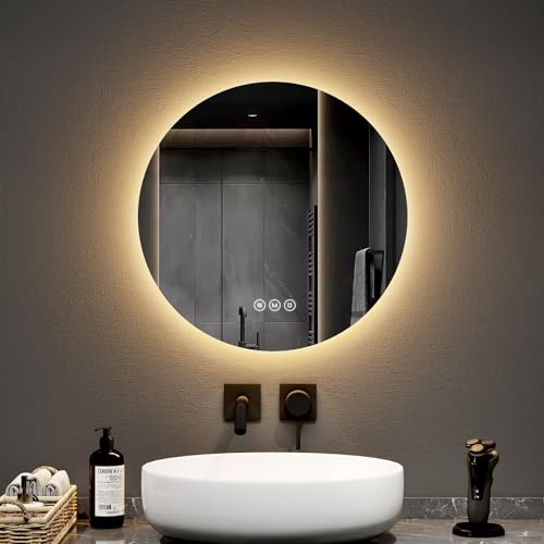 EMKE Badspiegel mit Beleuchtung rund 50cm Durchmesser Badezimmerspiegel mit 3 Lichtfarbe dimmbar, Antibeschlag, Speicherfunktion, Touchschalter, IP44 energiesparend hinterleuchtet badspiegel rund EMKE Badspiegel mit Beleuchtung rund 50cm Durchmesser Badezimmerspiegel mit 3 Lichtfarbe dimmbar, Antibeschlag, Speicherfunktion, Touchschalter, IP44 energiesparend hinterleuchtet badspiegel rund von EMKE