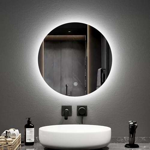 EMKE Badspiegel mit Beleuchtung rund 50cm Durchmesser Badezimmerspiegel mit Dimmbar Kaltweiß Licht, Speicherfunktion, Touchschalter, IP44 energiesparend hinterleuchtet badspiegel EMKE Badspiegel mit Beleuchtung rund 50cm Durchmesser Badezimmerspiegel mit Dimmbar Kaltweiß Licht, Speicherfunktion, Touchschalter, IP44 energiesparend hinterleuchtet badspiegel von EMKE