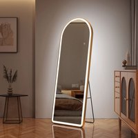 Bogen Standspiegel Ganzkörperspiegel mit Beleuchtung 3 Lichtfarbe Einstellbar Dimmbar, mit Rahmen aus Aluminiumlegierung für Wohn-,Schlaf-, von EMKE