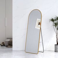 EMKE Bogen Standspiegel Ganzkörperspiegel mit Rahmen aus Aluminiumlegierung für Wohn-,Schlaf-, Aufenthalt und Ankleidezimmer, Gold, 160x60cm von EMKE
