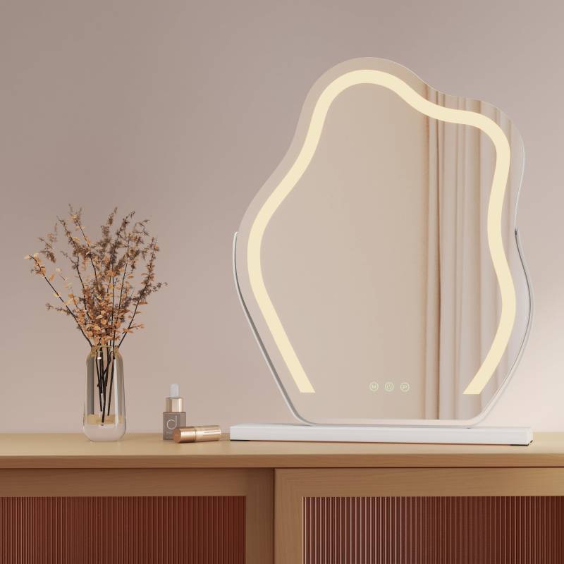 Drehbarer LED-Schminkspiegel mit 3 Lichtfarben von EMKE