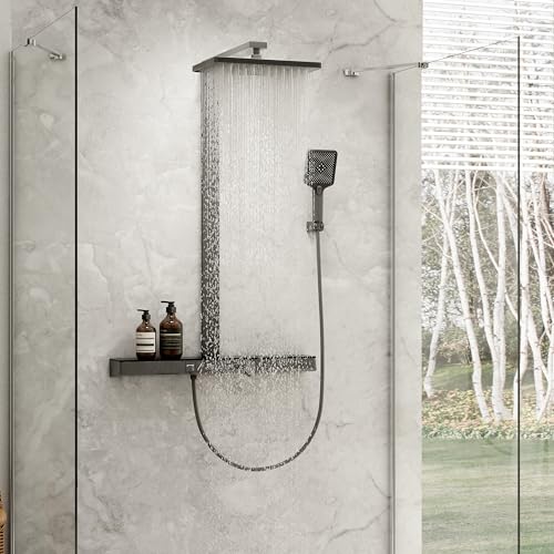 EMKE Design Duschsystem mit Thermostat Regendusche mit Theramostat 38℃ Sicherheitsschlösser Regendusche mit Armatur,Wasserfall-Auslauf, 3 Strahlarten Handbrause,Duschsystem Mattschwarz EMKE Design Duschsystem mit Thermostat Regendusche mit Theramostat 38℃ Sicherheitsschlösser Regendusche mit Armatur,Wasserfall-Auslauf, 3 Strahlarten Handbrause,Duschsystem Mattschwarz von EMKE
