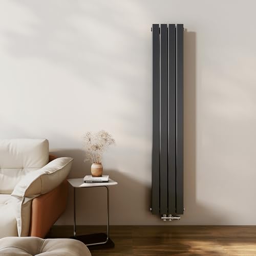 EMKE Heizkörper Klein 1800x300mm, Vertikal Heizkörper Bad Schmal Hoch Flachheizkörper Mittelanschluss Design Paneelheizkörper Doppellagig Wandheizkörper Anthrazit 911 Watt von EMKE
