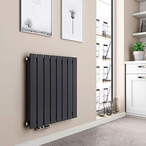 EMKE Design-Heizkörper 630x620mm Heizkörper Horizontal Anthrazit Paneelheizkörper Seitenanschluss Einlagig Heizung 450W von EMKE