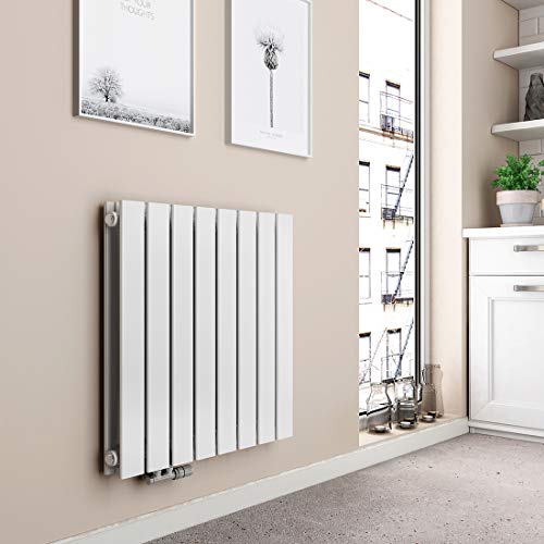 EMKE Heizkörper Horizontal 630x620mm, Flachheizkörper Doppellagig Design Heizkörper Flach Paneelheizkörper Seitenanschluss Heizung Weiß 826W von EMKE