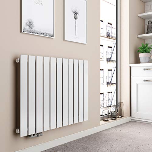 EMKE Heizkörper Horizontal 630x850mm, Flachheizkörper Einlagig Design Heizkörper Flach Paneelheizkörper Seitenanschluss Heizung Weiß 618W von EMKE