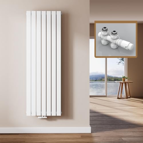 EMKE Design Heizkörper Flach mit Multiblock 160 x 54 cm, Flachheizkörper Einlagig Vertikal Paneelheizkörper Mittelanschluss Wandheizkörper Weiß 991 Watt von EMKE