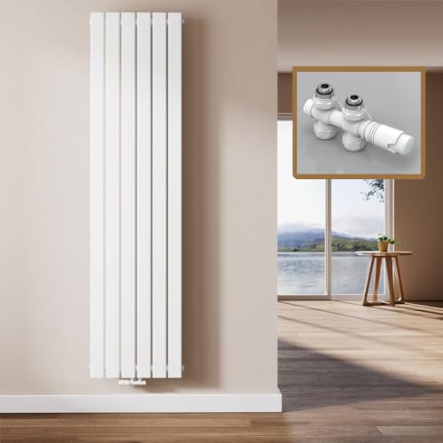 EMKE Design Heizkörper Flach mit Multiblock 180 x 46 cm, Flachheizkörper Einlagig Vertikal Paneelheizkörper Mittelanschluss Wandheizkörper Weiß 948 Watt von EMKE