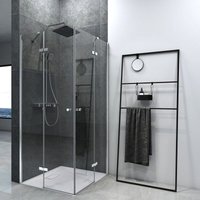 EMKE Duschkabine Eckeinstieg Dusche Duschabtrennung mit 5 mm NANO-Glas, 80x80cm, 185cm Höhe von EMKE