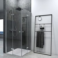 EMKE Duschkabine Eckeinstieg Dusche Duschabtrennung mit 5 mm NANO-Glas, 90x90cm, 185cm Höhe von EMKE