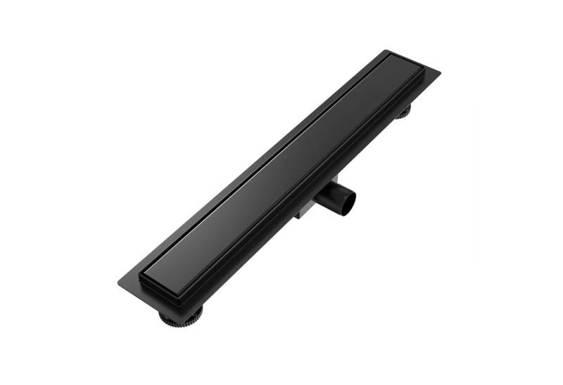 EMKE Duschrinne Edelstahl Duschrinne 2 in 1 Komplettset Bodenablauf Dusche mit Siphon, Befliesbar Extra Flach Abflussrinne mit Haarsieb Randablauf Schwarz von EMKE
