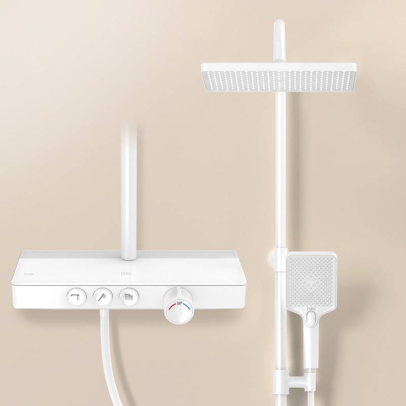 Duschsystem mit Thermostat, Regendusche & Glasablage von EMKE