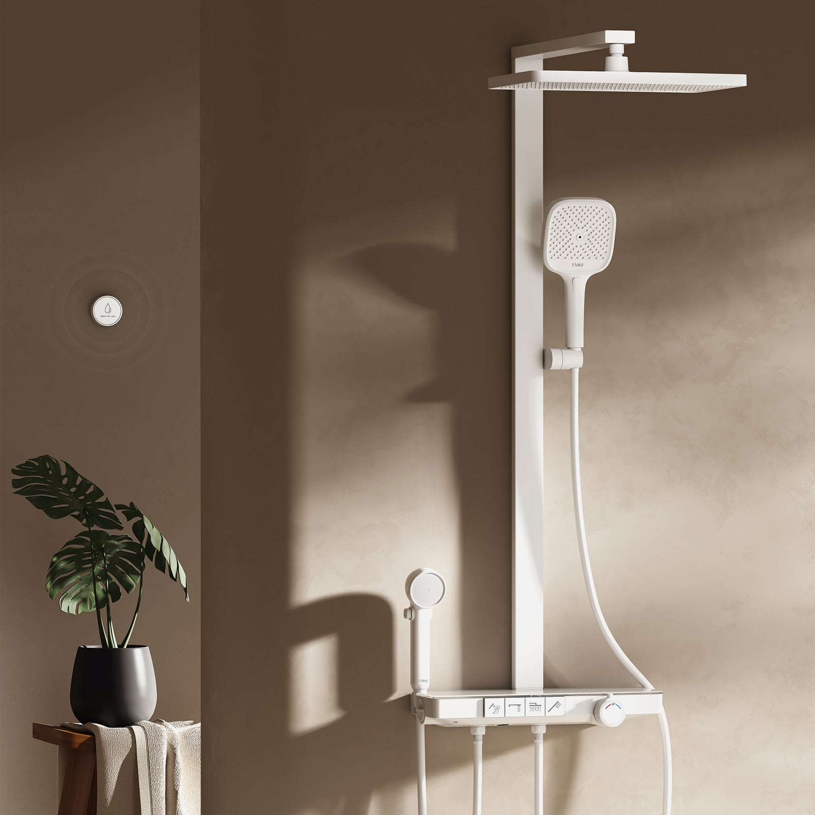 Duschsystem mit Thermostat, Kopfbrause & Handbrause – verstellbar & wassersparend von EMKE