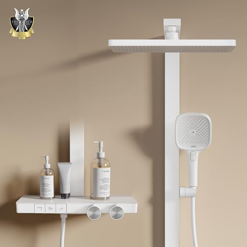 EMKE Duschsystem mit Thermostat,Weiß Matt, Einstellbarer Durchfluss Duschsystem Regendusche, 36x24 cm Regendusche, 4-Strahl Handbrause, inkl. Brausestange und Schlauch EMKE Duschsystem mit Thermostat,Weiß Matt, Einstellbarer Durchfluss Duschsystem Regendusche, 36x24 cm Regendusche, 4-Strahl Handbrause, inkl. Brausestange und Schlauch von EMKE