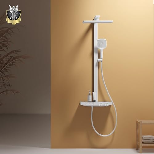 EMKE Duschsystem mit Thermostat 38℃, Regendusche Duschsystem mit Handbrause 4 Strahlarten, Einstellbarer Durchfluss Brauseset mit 36x24cm Regendusche, KTW-Zertifizierung Duschset, Weiß EMKE Duschsystem mit Thermostat 38℃, Regendusche Duschsystem mit Handbrause 4 Strahlarten, Einstellbarer Durchfluss Brauseset mit 36x24cm Regendusche, KTW-Zertifizierung Duschset, Weiß von EMKE