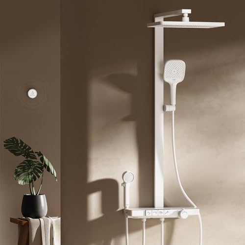 EMKE Duschsystem mit Thermostat 40 cm LED-Anzeige Glasablage, Regendusche Duschsystem mit Elternteil und Kind Handbrause, Einfach Install Duschsystem, KTW-zertifiziertes Duschset, Weiß EMKE Duschsystem mit Thermostat 40 cm LED-Anzeige Glasablage, Regendusche Duschsystem mit Elternteil und Kind Handbrause, Einfach Install Duschsystem, KTW-zertifiziertes Duschset, Weiß von EMKE
