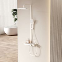 EMKE Duschsystem mit Thermostat Duschset Duschsäuleset mit Brausestange Handbrause mit 3 Strahlstärken Duschsystem Weiß von EMKE