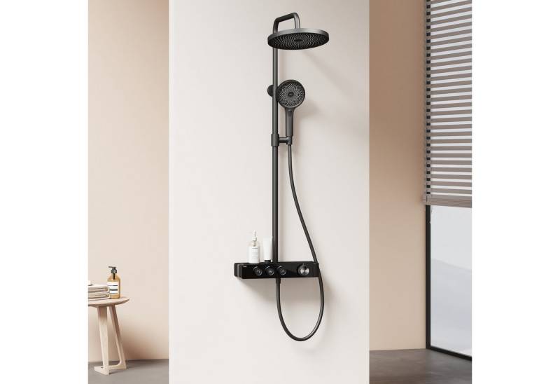 EMKE Duschsystem Thermostat Duschsystem Rund, Regendusche Set mit Duschkopf und Armatur, Höhe 131 cm, 3 Strahlart(en), Brausegarnitur Duschsäule mit 150cm Schlauch EMKE Duschsystem Thermostat Duschsystem Rund, Regendusche Set mit Duschkopf und Armatur, Höhe 131 cm, 3 Strahlart(en), Brausegarnitur Duschsäule mit 150cm Schlauch von EMKE