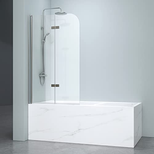 EMKE Duschtrennwand für Badewanne 120x140cm Faltwand Duschabtrennung Badewannenaufsatz NANO einfach-Reinigung Beschichtung von EMKE