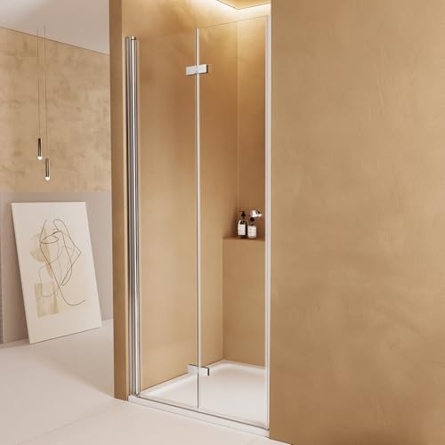 EMKE Duschtür 75cm Nischentür Duschabtrennung 6mm ESG klares Sicherheitsglas Rahmenlos Falttür dusche Duschwand Duschkabine Höhe: 185cm EMKE Duschtür 75cm Nischentür Duschabtrennung 6mm ESG klares Sicherheitsglas Rahmenlos Falttür dusche Duschwand Duschkabine Höhe: 185cm von EMKE