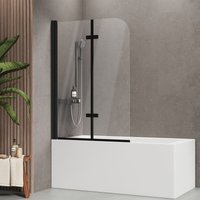 Emke - Duschwand für Badewanne Mattschwarzer Badewannenfaltwand 2-teilig Faltbar 100x140cm Badewannen-Duschwand 6mm nano-glas Emke - Duschwand für Badewanne Mattschwarzer Badewannenfaltwand 2-teilig Faltbar 100x140cm Badewannen-Duschwand 6mm nano-glas von EMKE