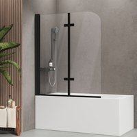 Emke - Duschwand für Badewanne Mattschwarzer Badewannenfaltwand 2-teilig Faltbar 120x140cm Badewannen-Duschwand 6mm nano-glas von EMKE