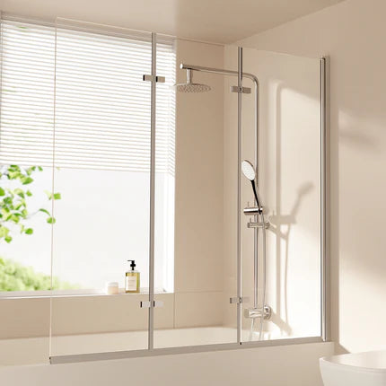 Dreiteilige faltbare Duschwand für Badewannen mit Nano-Beschichtung, 120–130 × 140 cm von EMKE