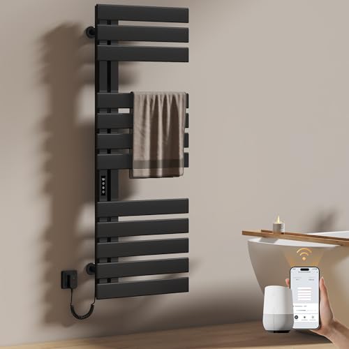 EMKE Elektrischer Badheizkörper Handtuchhalter 500 x 1300 mm, Handtuchheizkörper Elektrisch Energie Sparen, Handtuchtrockner Handtuchwärmer Elektrisch für Alexa und Google Home und APP Schwarz 440W EMKE Elektrischer Badheizkörper Handtuchhalter 500 x 1300 mm, Handtuchheizkörper Elektrisch Energie Sparen, Handtuchtrockner Handtuchwärmer Elektrisch für Alexa und Google Home und APP Schwarz 440W von EMKE