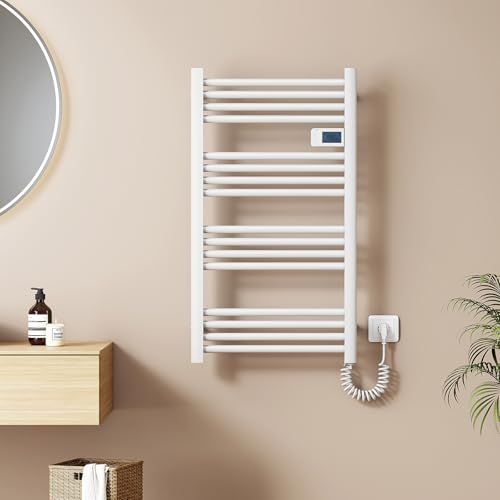 EMKE Elektrischer Handtuchheizkörper 960 x 540 mm, Badheizkörper Elektrisch mit Touchschalter Timer, Handtuchtrokner Handtuchwärmer Elektrisch Handtuchheizung Weiß 500W von EMKE