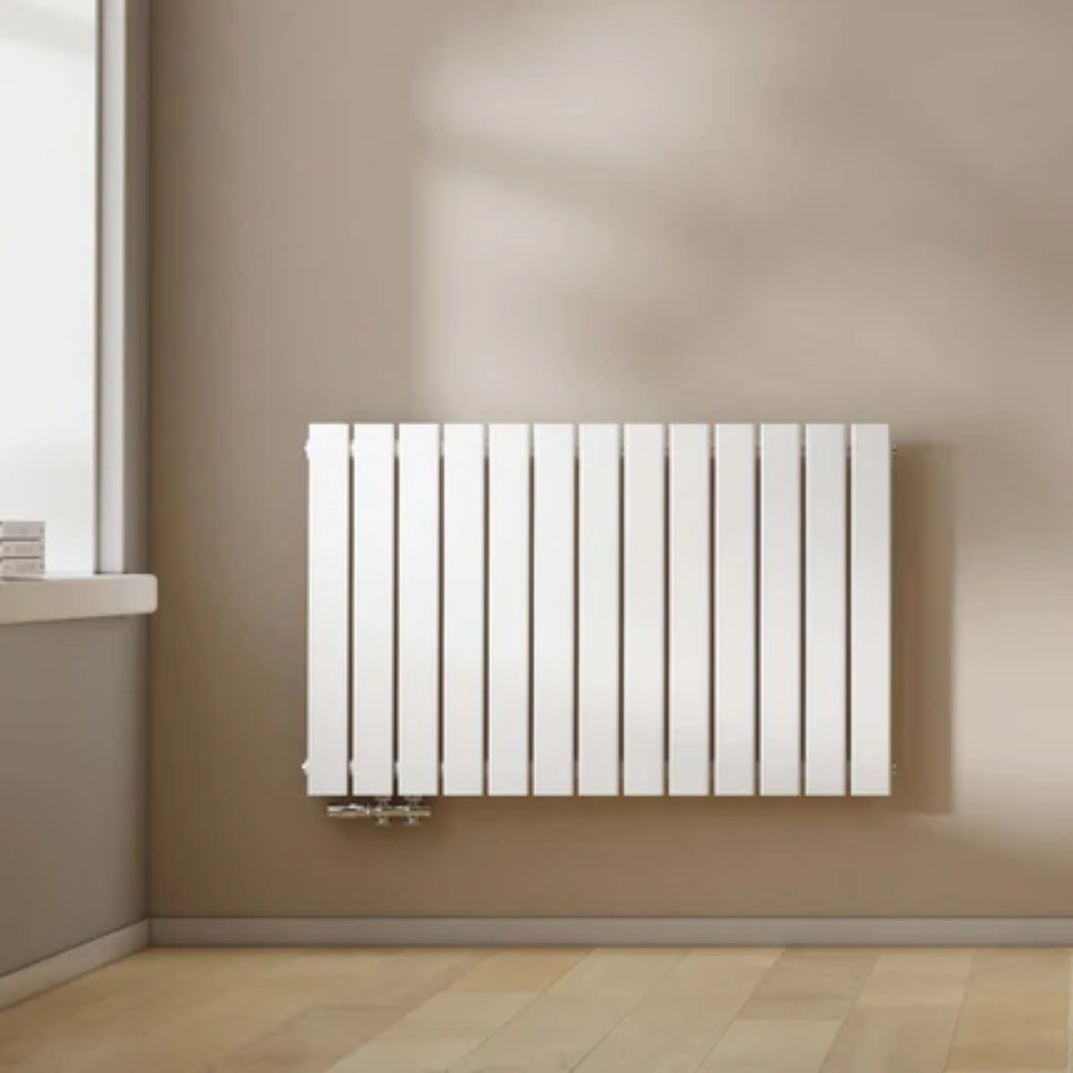 EMKE Flachheizkörper Horizontal Einlagig Seitenanschluss Wohnzimmer (Anthrazit/Weiß) von EMKE