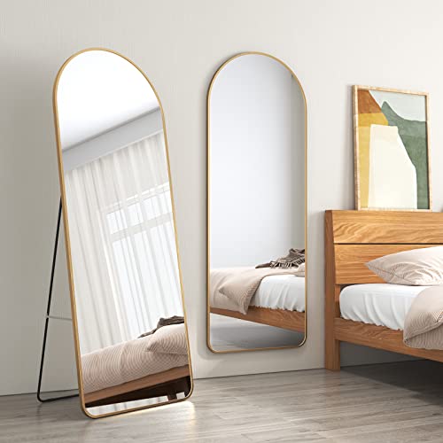 EMKE Ganzkörperspiegel Gold 160x60cm Standspiegel klein Gold, ganzkörperspiegel für Schlafzimmer, Wohnzimmer, Flur und Garderobe von EMKE