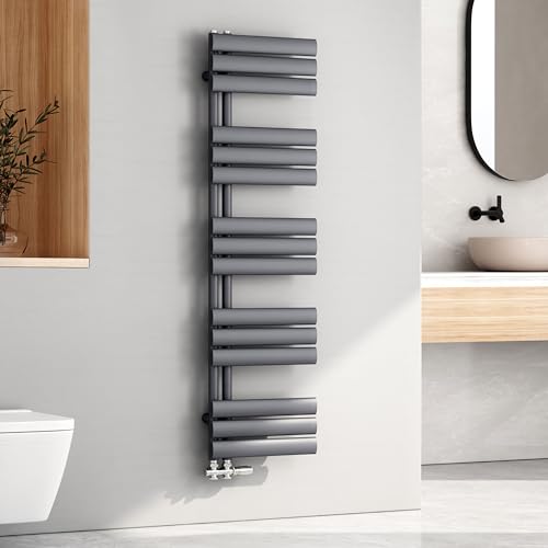 EMKE Oval Handtuchheizkörper 1430x400 mm, Badheizkörper Handtuchhalter Handtuchheizkörper Seitenanschluss Handtuchwärmer Handtuchtrockner Heizkörper Bad Anthrazit 510 Watt EMKE Oval Handtuchheizkörper 1430x400 mm, Badheizkörper Handtuchhalter Handtuchheizkörper Seitenanschluss Handtuchwärmer Handtuchtrockner Heizkörper Bad Anthrazit 510 Watt von EMKE