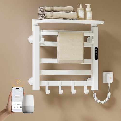 EMKE Handtuchheizkörper Elektrisch 50 x 50 cm, WiFi Smart Thermostat elektrischer Badheizkörper, Handtuchwärmer Elektrisch für Alexa und Google Home und APP Weiß 140W EMKE Handtuchheizkörper Elektrisch 50 x 50 cm, WiFi Smart Thermostat elektrischer Badheizkörper, Handtuchwärmer Elektrisch für Alexa und Google Home und APP Weiß 140W von EMKE