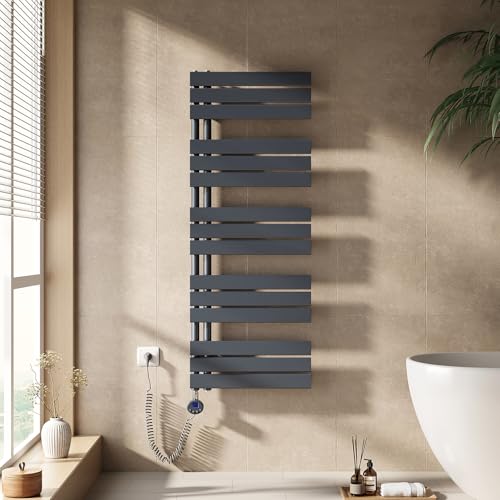 EMKE Handtuchheizkörper Elektrisch mit Thermostat, Badheizkörper Handtuchhalter Elektrisch Handtuchwärmer Handtuchtrockner Handtuchheizung mit Heizstab Anthrazit 1320x500 mm 800W EMKE Handtuchheizkörper Elektrisch mit Thermostat, Badheizkörper Handtuchhalter Elektrisch Handtuchwärmer Handtuchtrockner Handtuchheizung mit Heizstab Anthrazit 1320x500 mm 800W von EMKE