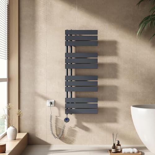 EMKE Handtuchheizkörper Elektrisch mit Thermostat 1041x400 mm, Badheizkörper Handtuchhalter Elektrisch Handtuchwärmer Handtuchtrockner Handtuchheizung mit Heizstab Anthrazit 400W EMKE Handtuchheizkörper Elektrisch mit Thermostat 1041x400 mm, Badheizkörper Handtuchhalter Elektrisch Handtuchwärmer Handtuchtrockner Handtuchheizung mit Heizstab Anthrazit 400W von EMKE