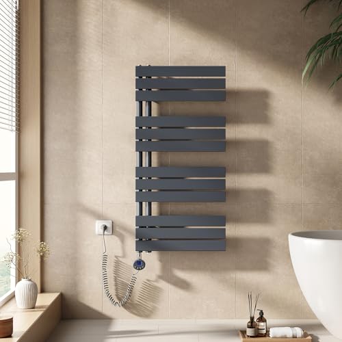 EMKE Handtuchheizkörper Elektrisch mit Thermostat 1041x500 mm, Badheizkörper Handtuchhalter Elektrisch Handtuchwärmer Handtuchtrockner Handtuchheizung mit Heizstab Anthrazit 600W EMKE Handtuchheizkörper Elektrisch mit Thermostat 1041x500 mm, Badheizkörper Handtuchhalter Elektrisch Handtuchwärmer Handtuchtrockner Handtuchheizung mit Heizstab Anthrazit 600W von EMKE